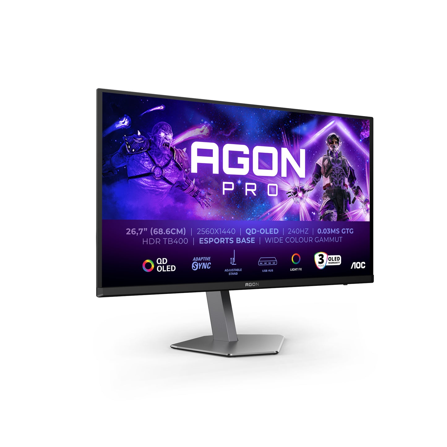 Mon 27Oled Qhd 2560X1440 240Hz 0 03Ms Ag276Qzd2 Gaming Reg Altezza - Visualizzazione dettagliata