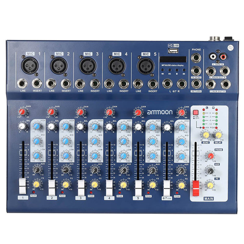 Mixer Empire F7Usb 7Ch 5Ingr Microf Ono Conferenza 2Ing Mic Standard - Visualizzazione dettagliata