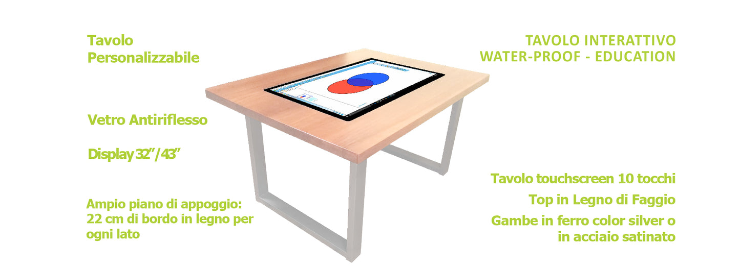 Tavolo Multitouch 43 Con Piano In Legno - Visualizzazione dettagliata