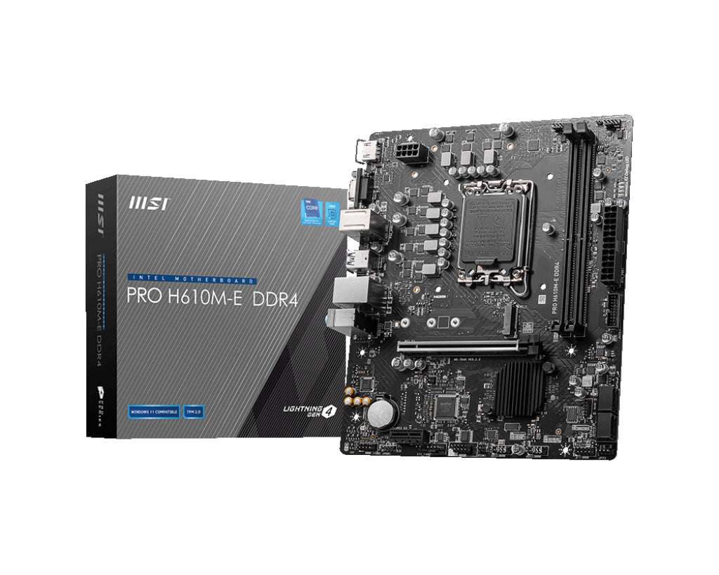 Mb Msi H610M E Ddr4 St1700 2D4 1M 2 4S3 U3 2 Gbl H V Micro Atx - Visualizzazione dettagliata