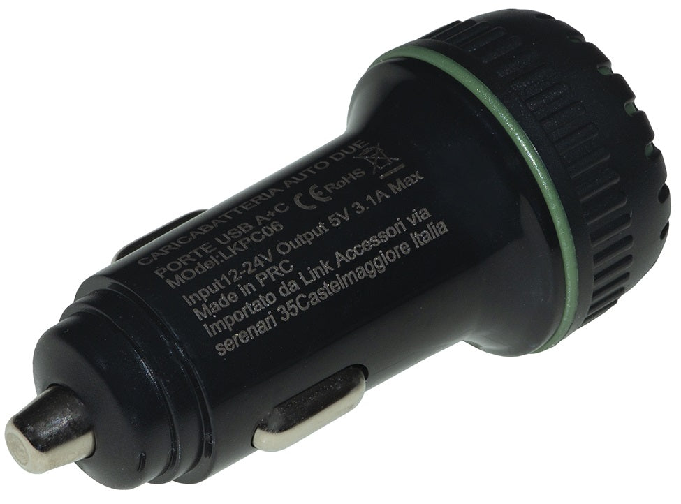 Carica Batteria Da Auto 5 Volt 3A 2 Porte Usb A C - Visualizzazione dettagliata