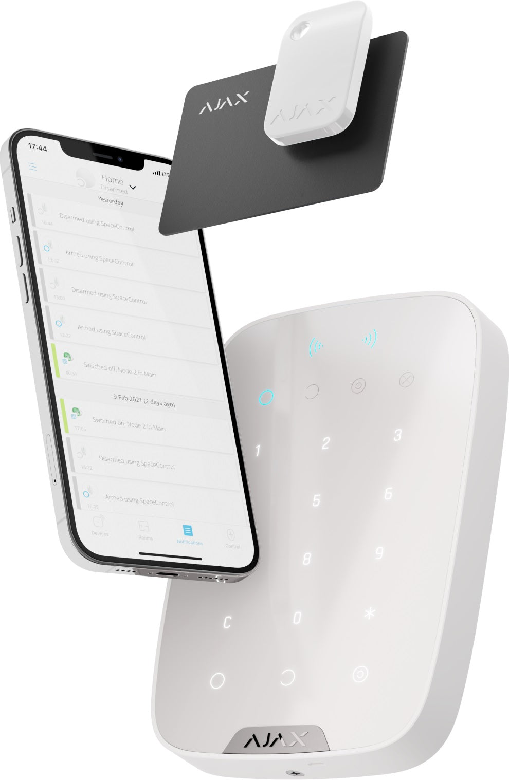 Keypad Plus Wireless Touch White Supporta Contactless Card E Tag - Visualizzazione dettagliata
