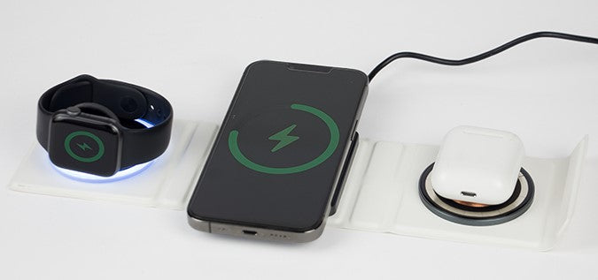 Folding 3In1 15W Comp Magsafe Vetro Duduu Similpelle Colorati - Visualizzazione dettagliata