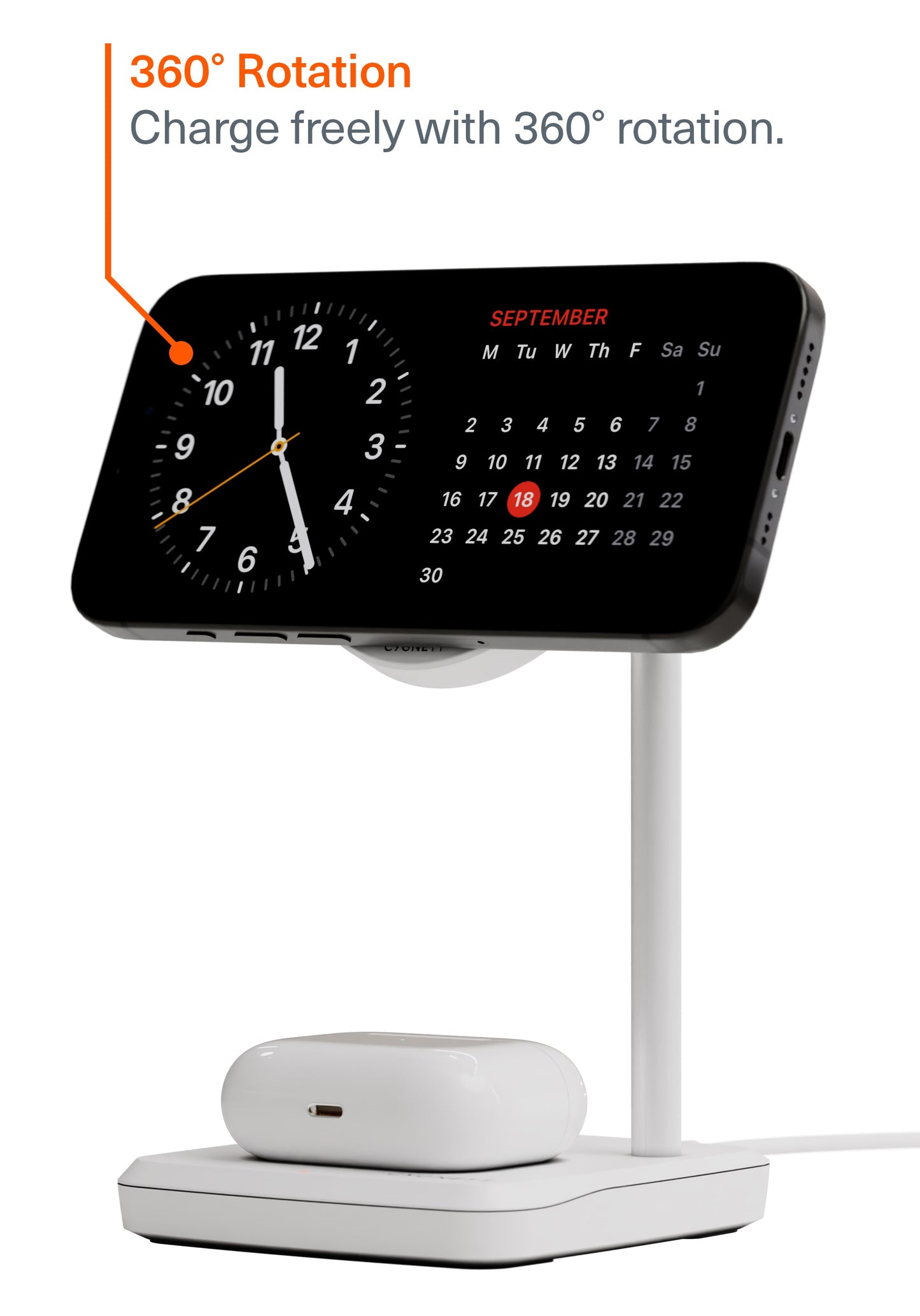 Qi2 2 In 1 Chargebase 15W Wireless White - Visualizzazione dettagliata