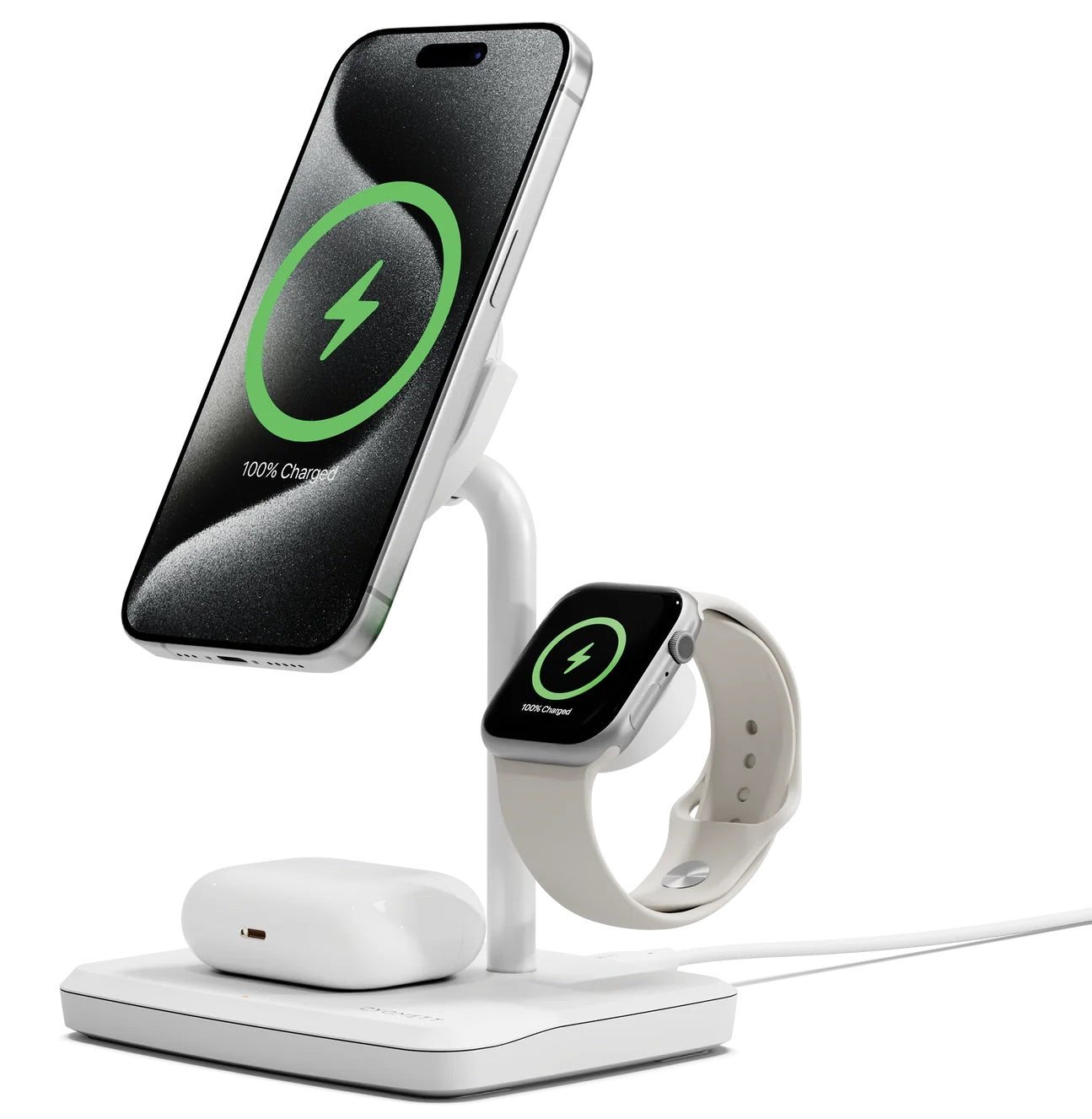 Qi2 3 In 1 Chargebase 15W Wireless White - Visualizzazione dettagliata