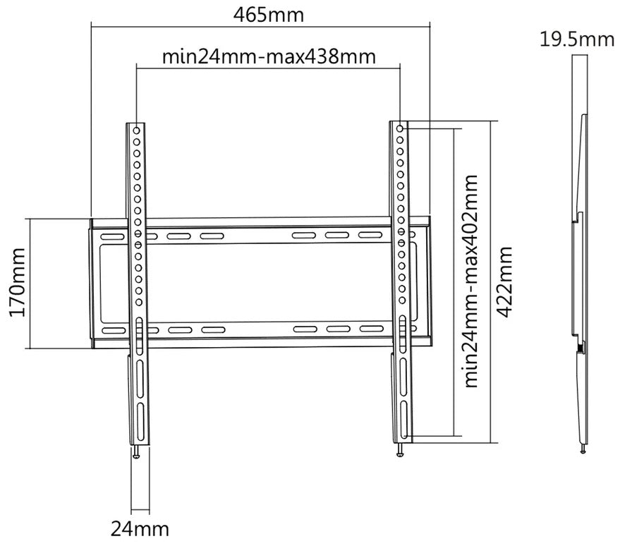 Staffa Tv Monitor 32 55 Bk New Max 35Kg Max Vesa 400 400 - Visualizzazione dettagliata
