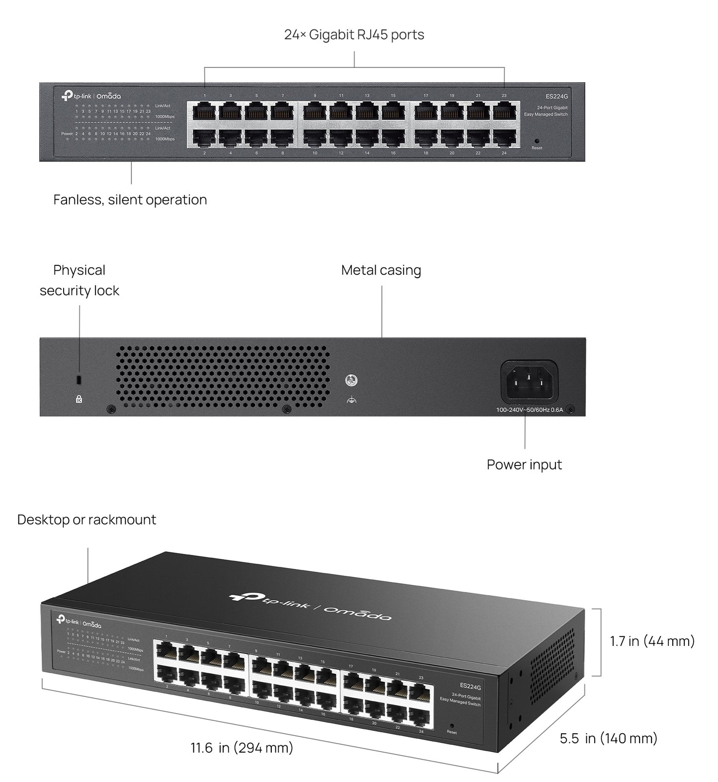 Switch 24P Gigabit Easy Omada Easy Managed 13Inch Rack Sdn Cntrl - Visualizzazione dettagliata