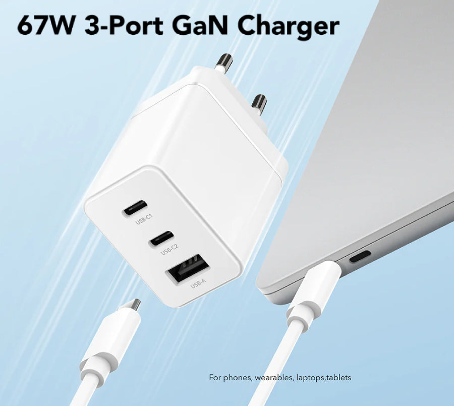 Carica Batteria Usb C 67W Max 2Pusb C 67W Max 1 Usb A 18W - Visualizzazione dettagliata