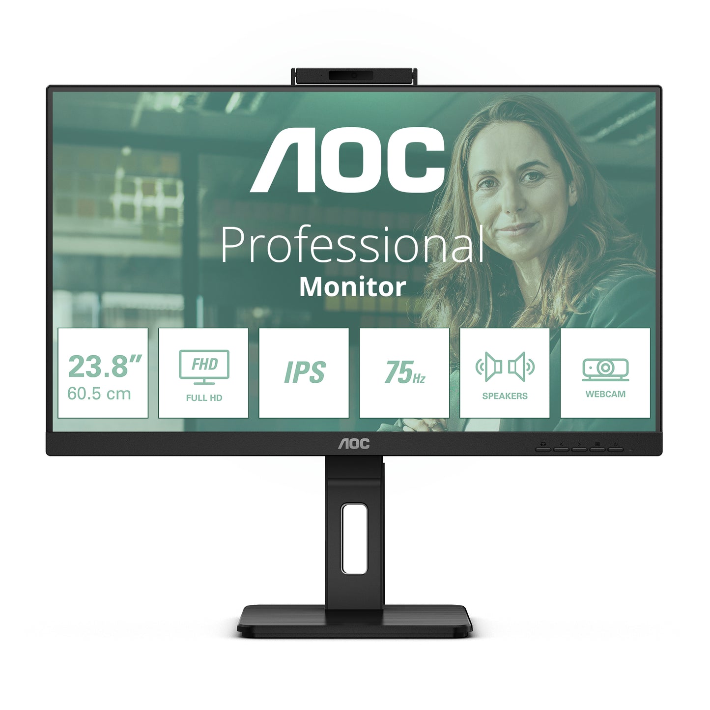 Mon 23 8Ips Fhd Hdmi Dp Usb Mm Aoc 24P3Qw Webcam Reg Altezza Pivot - Visualizzazione dettagliata