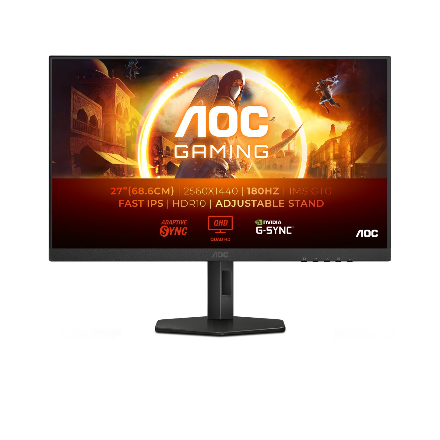 Mon 27Ips Qhd Hdmi Dp Pivot 180Hz Aoc Q27G4Xf Reg Altezza 1Ms - Visualizzazione dettagliata