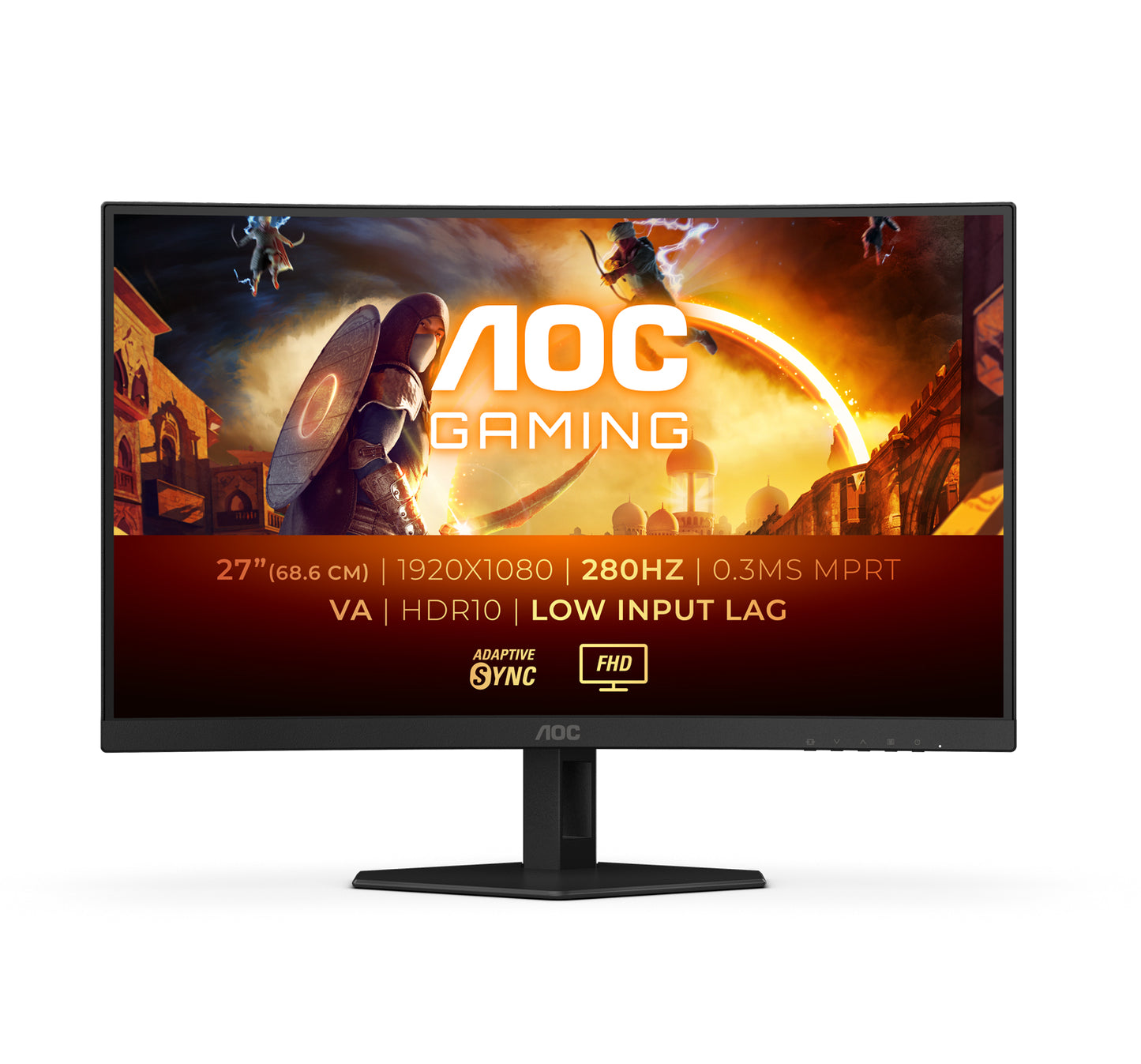 Mon 27Va Fhd Hdmi Dp Curved Aoc C27G4Zxe 0 3Ms 280Hz 300Cd - Visualizzazione dettagliata