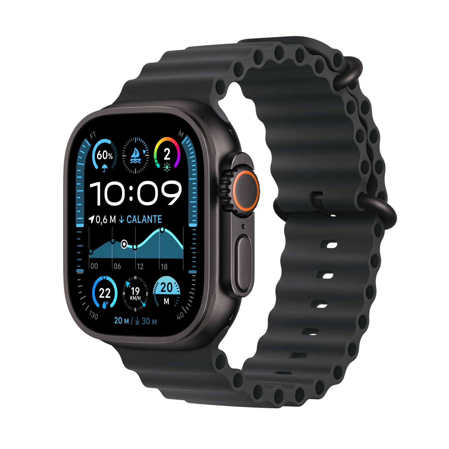 Watch 49Mm Ultra 2 Cel Nero Ocean Titanium Cinturino - Visualizzazione dettagliata