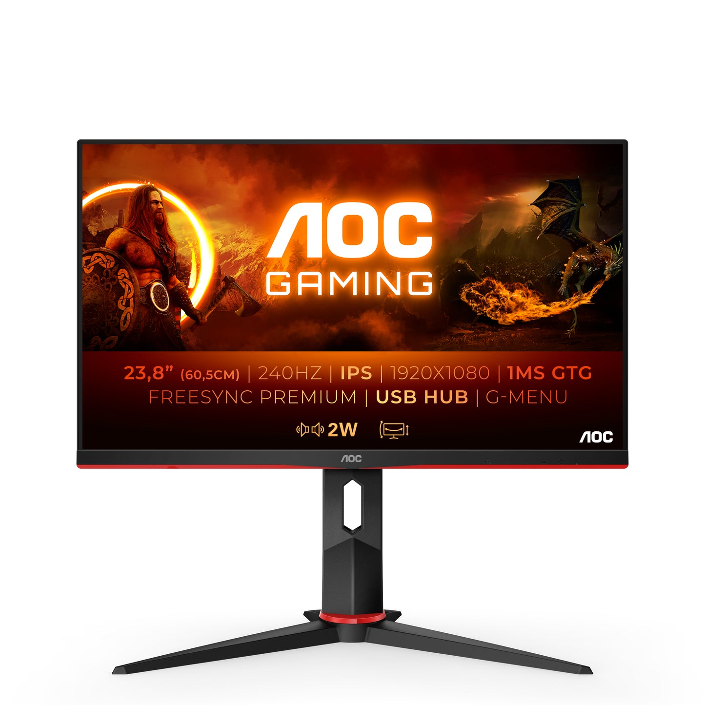 Mon 23 8 Tn 0 5 Dp Gaming 240Hz Mm Aoc 24G2Zu Reg Altezza Pivot Hdmi - Visualizzazione dettagliata