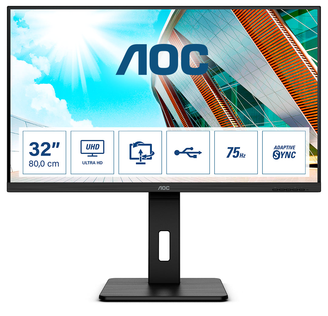 Mon 31 5 Va 4K Dp Hdmi Hub Usb Aoc U32P Reg Altezza Pivot Mm - Visualizzazione dettagliata