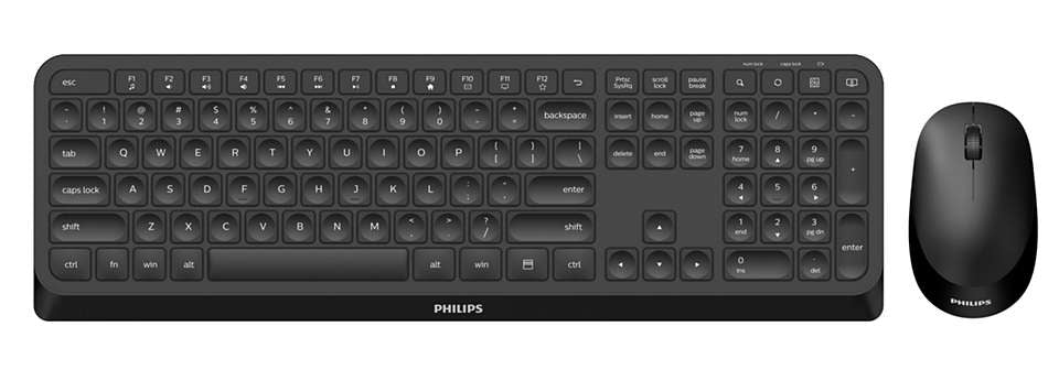 Tastiera Philips Wifi Combo Mouse Retail Spt6307B 34 Wireless - Visualizzazione dettagliata
