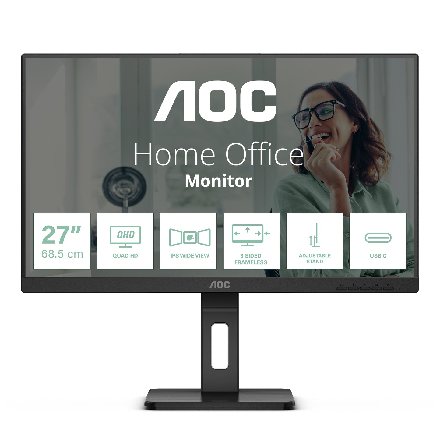Mon 27Ips Qhd Hdmi Dp Mm Pivot Aoc Q27P3Cv Usbc Reg Altezza - Visualizzazione dettagliata
