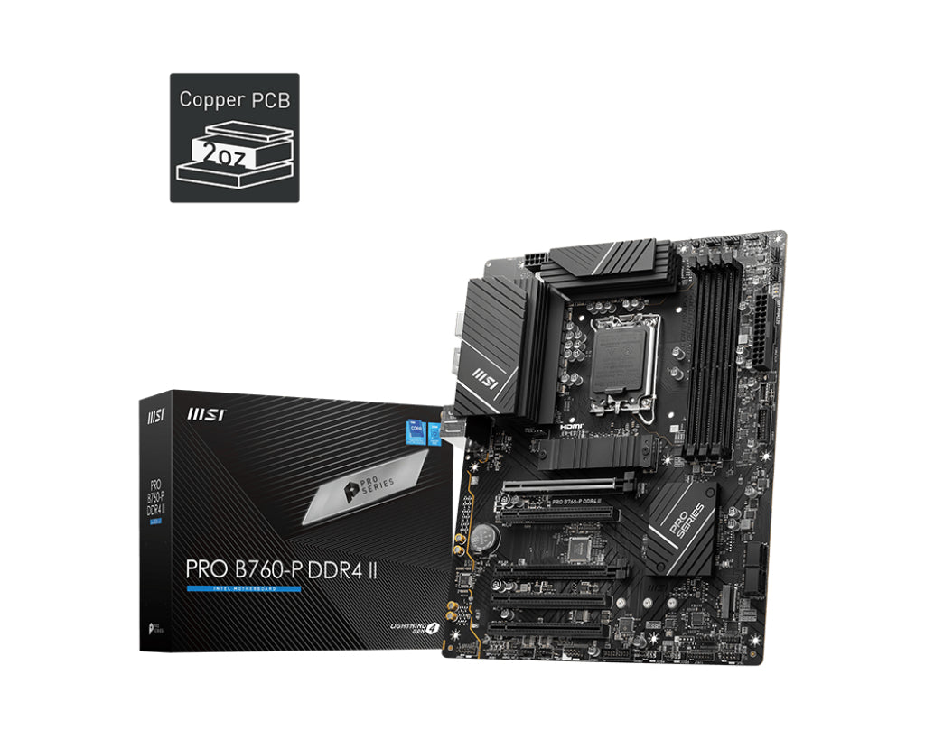 Mb Msi Pro B760 P Ddr4 1700 4D4 2M 2 4S3 U3 2 Gbl H D Atx - Visualizzazione dettagliata