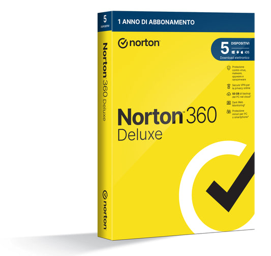 Int Sec 5Dev 1Y 50Gb 360 Deluxe Norton 12Mo Generic Rsp Mm Gum - Visualizzazione dettagliata