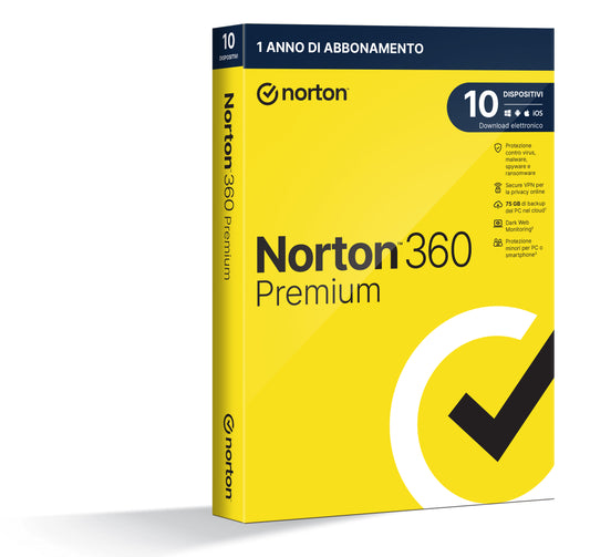 Int Sec 10Dev 1Y 75Gb 360 Premium Norton 12Mo Generic Rsp Mm Gum - Visualizzazione dettagliata
