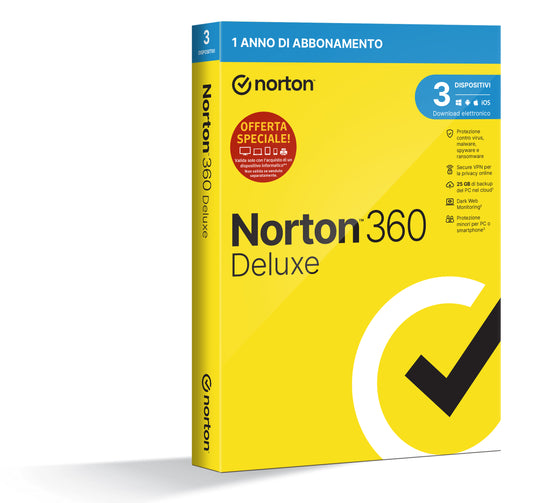 Int Sec 3Dev 1Y 25Gb 360 Deluxe Norton 12Mo Generic Attach Rsp Mm - Visualizzazione dettagliata
