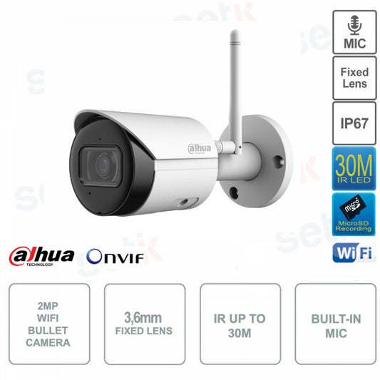 Camera Ip 2Mp Wifi Bullet 3 6Mm Ir30M Ip67 Microsd 12V - Visualizzazione dettagliata