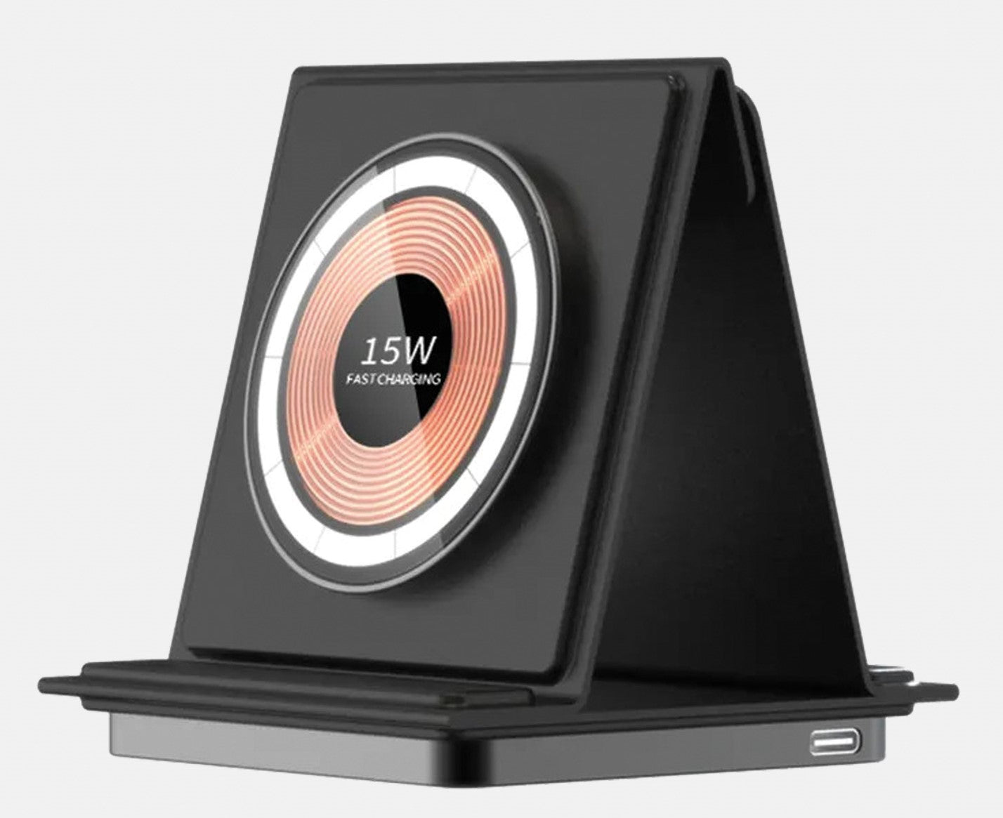 Folding 3In1 15W Comp Magsafe Vetro Duduu Similpelle Nero - Visualizzazione dettagliata
