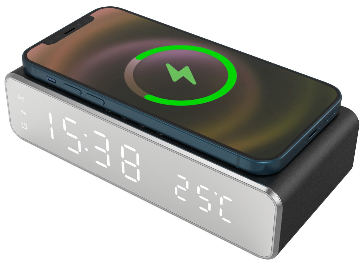 Sveglia Nera Ricarica Wireless X Sm Artphone E Earbuds Dotati Di Ricar - Visualizzazione dettagliata