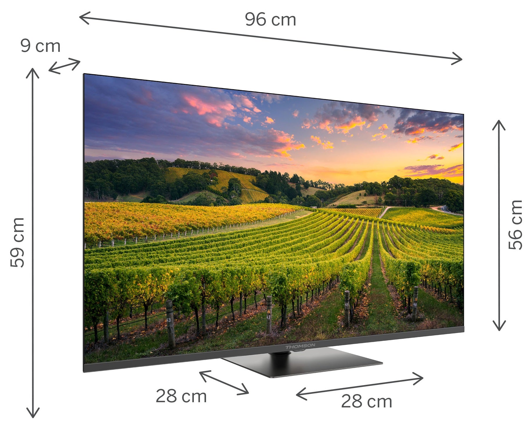 Tv 43 Thomson Uhd Smart 4K Qled T2 C2S2 Google Tv Piede - Visualizzazione dettagliata