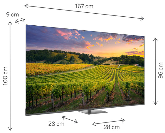 Tv 75 Thomson Uhd Smart 4K Qled T2 C2S2 Google Tv Piede - Visualizzazione dettagliata