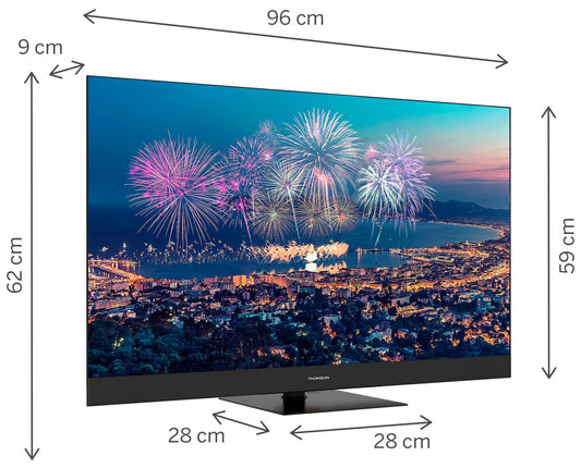 Tv 50 Thomson Uhd Smart 4K Qled T2 C2S2 Google Tv Front Sp Piede - Visualizzazione dettagliata