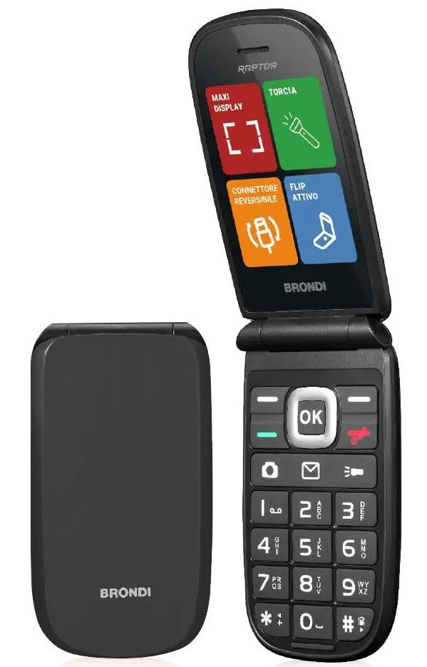 Cellulare Brondi Raptor Nero 2 8 Colori Bluetooth Flip Attivo - Visualizzazione dettagliata