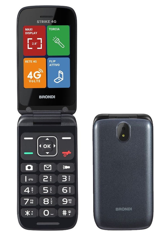 Cellulare Brondi Strike 4G Dark Gre 2 8 Colori Bluetooth Flip Attivo - Visualizzazione dettagliata