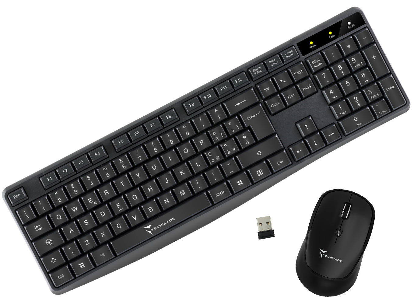 Tastiera Wireless Mouse Black Techm Ade - Visualizzazione dettagliata