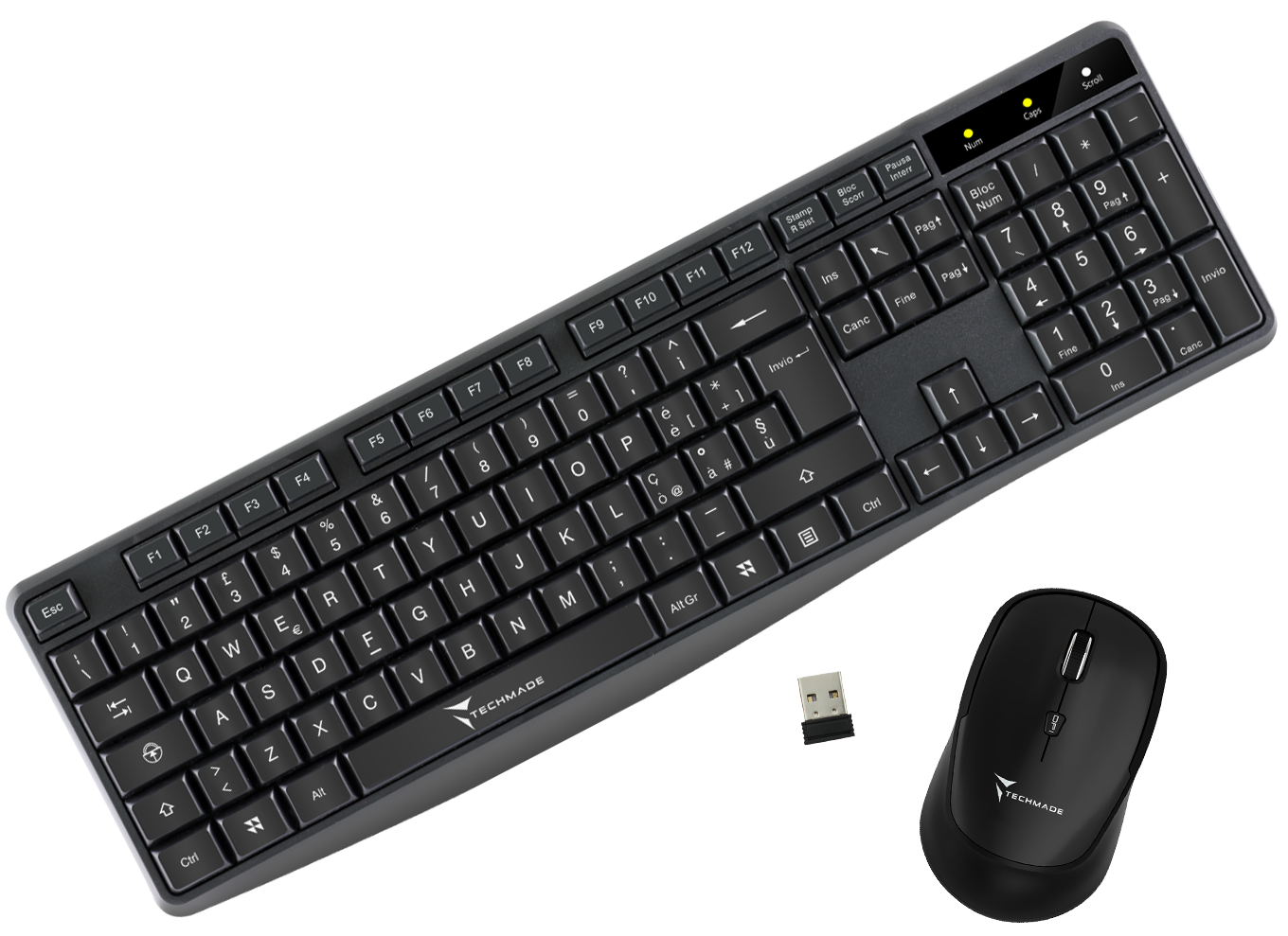 Tastiera Wireless Mouse Black Techm Ade - Visualizzazione dettagliata