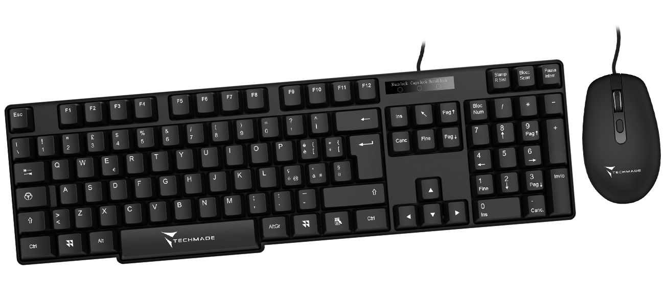 Tastiera E Mouse Usb Black Techmade Tm Kb828 M102 - Visualizzazione dettagliata