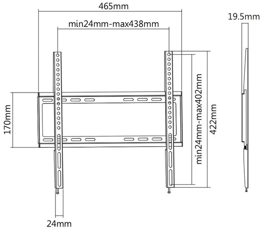Staffa Tv Monitor 32 55 Bk New Max 35Kg Max Vesa 400 400 - Visualizzazione dettagliata