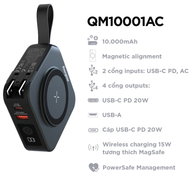 Power Bank Max 10000Mah Usbc Quad Portable - Visualizzazione dettagliata