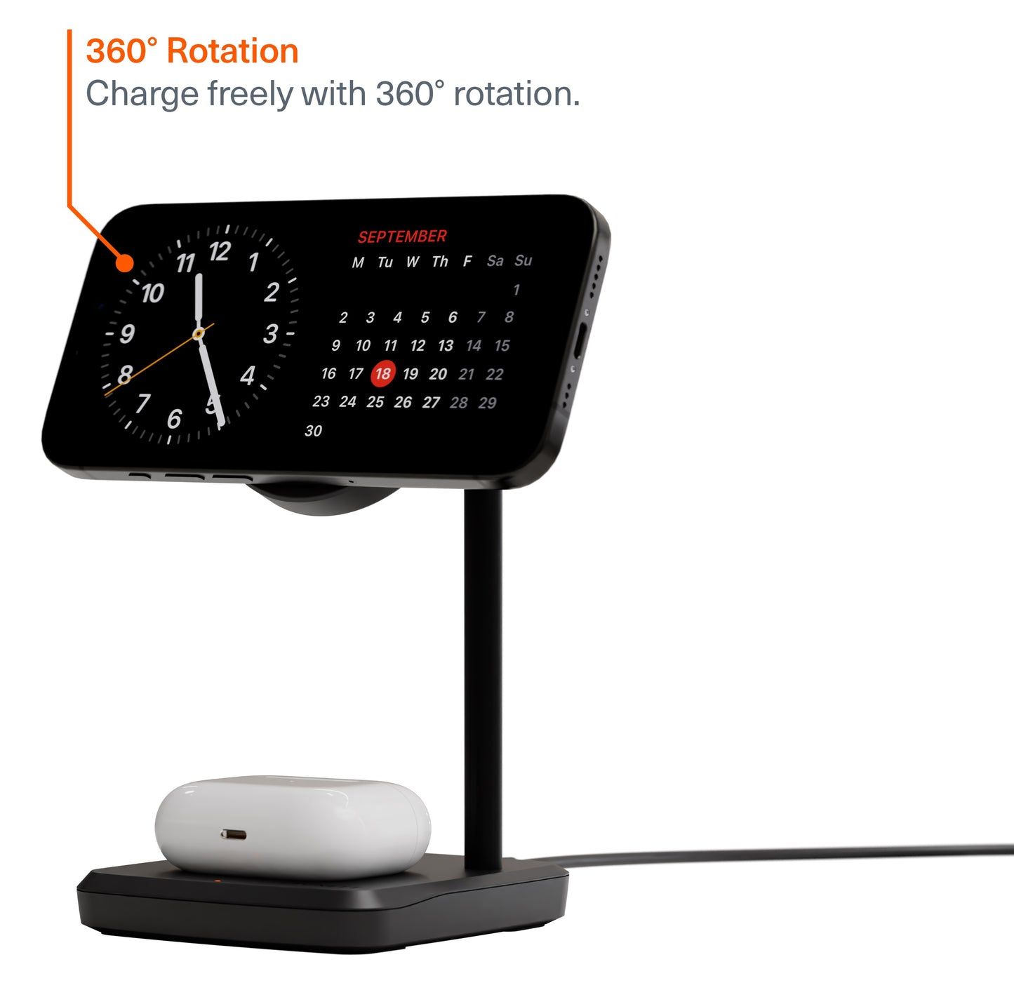Qi2 3 In 1 Chargebase 15W Wireless Nero - Visualizzazione dettagliata
