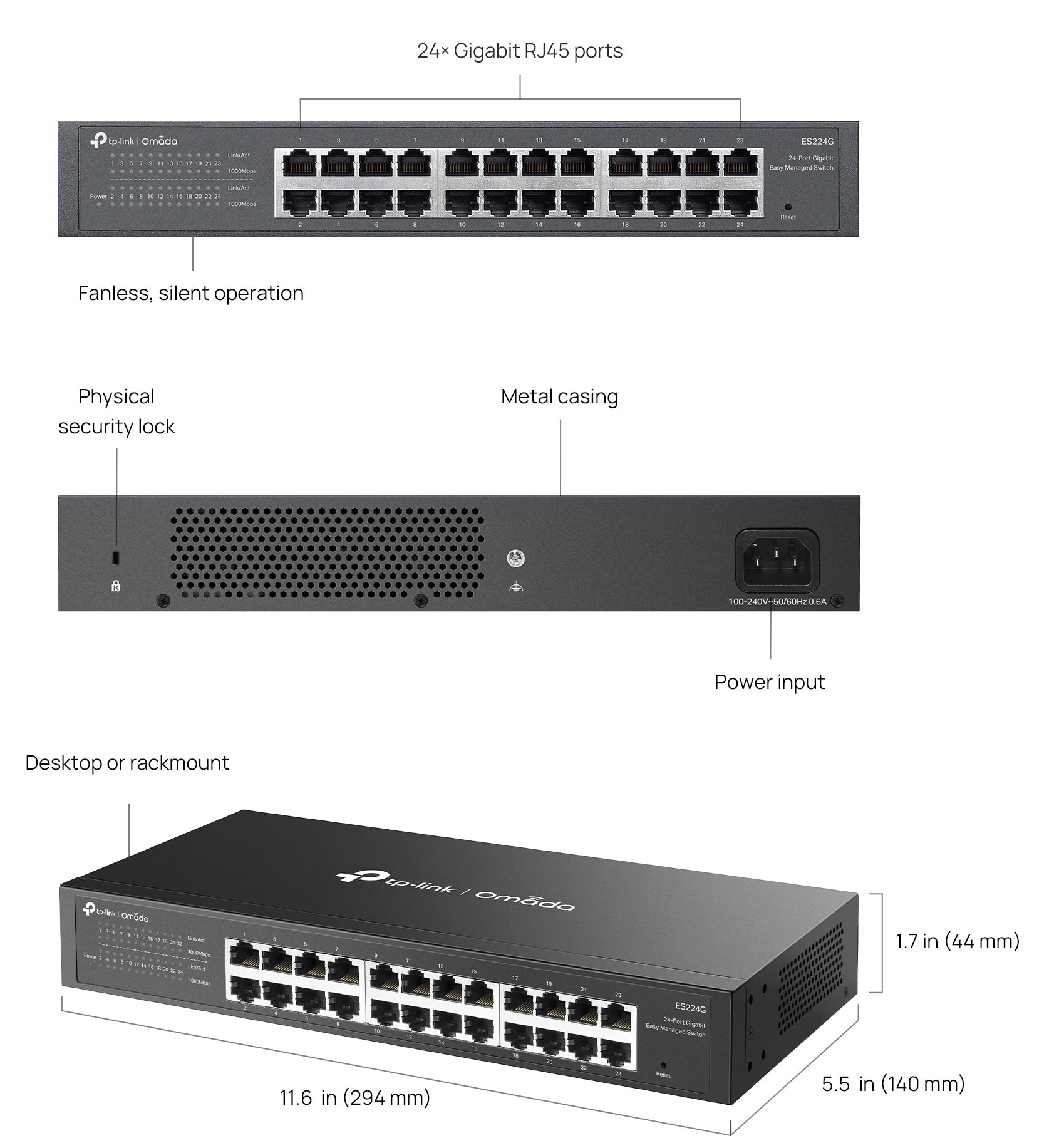 Switch 24P Gigabit Easy Omada Easy Managed 13Inch Rack Sdn Cntrl - Visualizzazione dettagliata
