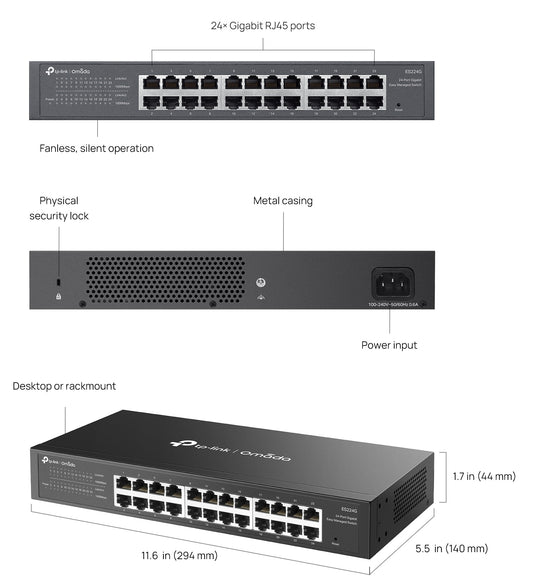 Switch 24P Gigabit Easy Omada Easy Managed 13Inch Rack Sdn Cntrl - Visualizzazione dettagliata