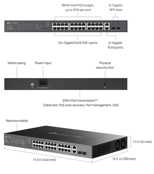 Switch 28P Gb Easy Managed Omada 24P Poe 24Xgb Poe Omada Sdn Cntrl - Visualizzazione dettagliata