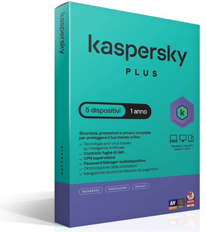 Kaspersky Plus 5Dev 1Y Superslim Box - Visualizzazione dettagliata