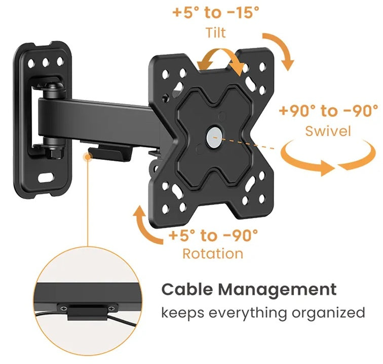 Staffa Tv Monitor 13 32 Bk New Max 20Kg Max Vesa 100 100 Braccio - Visualizzazione dettagliata
