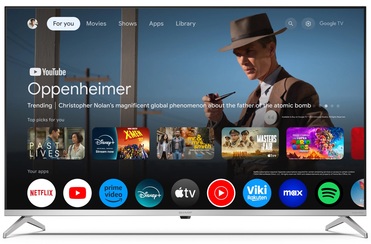 Tv 70 Sharp Qled 70Gp6260E Uhd 4K Google Tv Smart Qled Tvsat Cert - Visualizzazione dettagliata