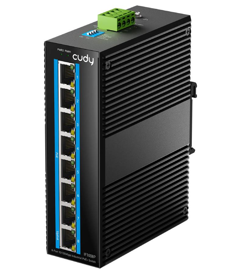 Switch 8P 10 100 Poe Industrial Met Al Case - Visualizzazione dettagliata