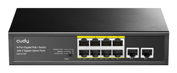 Switch 8P Gigabit Poe Da 30W 2Prj45 20Gbps 120W Power Supply - Visualizzazione dettagliata
