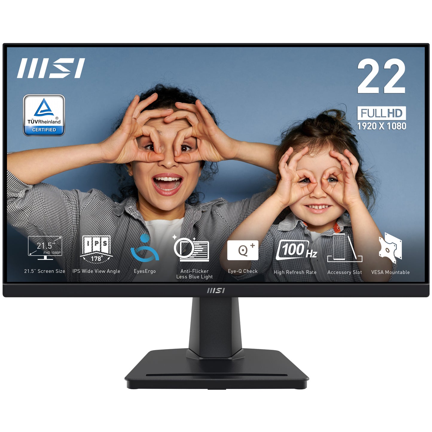 Mon 21 5 Ips Hdmi Vga 16 9 100Hz Msi Pro Mp225 Black Vesa Fhd - Visualizzazione dettagliata