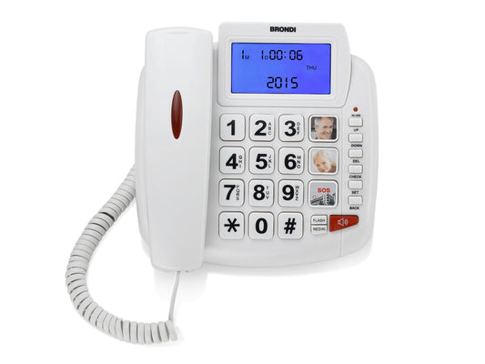Telefono Fisso Bravo 90 Lcd Bianco Audio Boost Vivavoce Lista Chiamate - Visualizzazione dettagliata