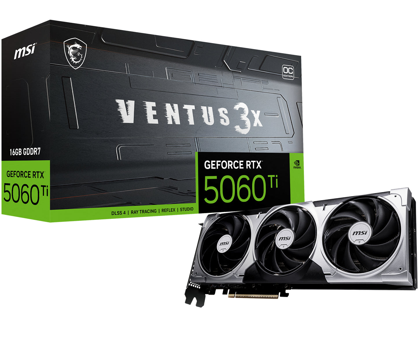 Vga Msi Rtx 5060Ti Ventus 3X Oc 16Gb Gddr7 256Bit 1H 3Dp - Visualizzazione dettagliata