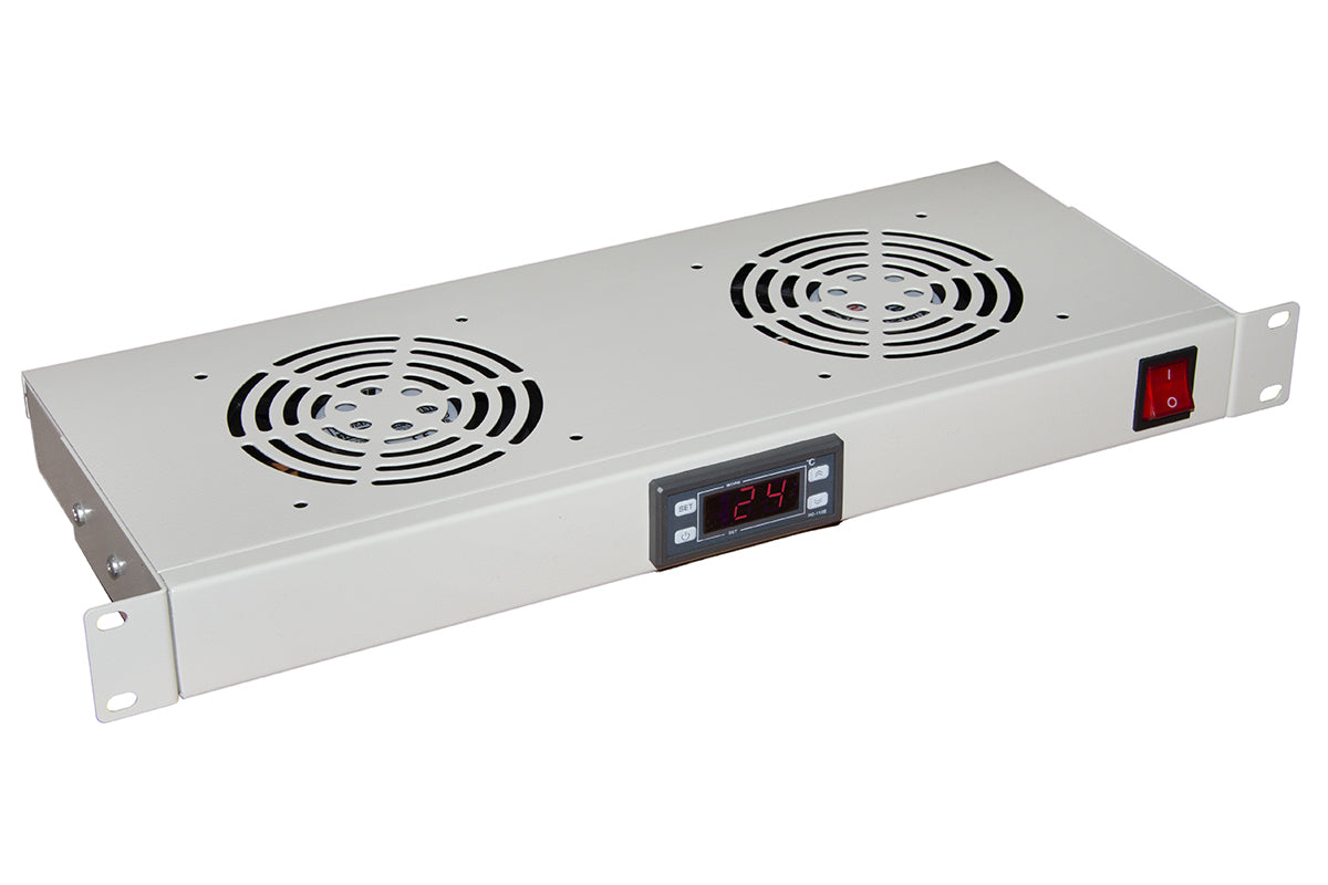 Armadio Rack Kit 2 Ventole Con Display Armadi Rack Grigio - Visualizzazione dettagliata